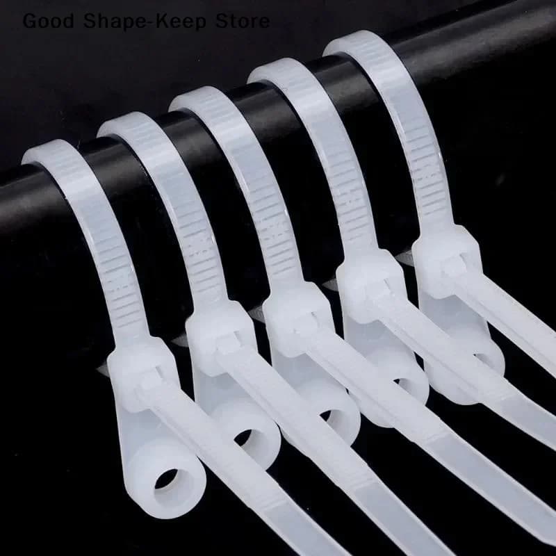 100 Pezzi Fascette Fermacavi in Nylon Riutilizzabili Autobloccanti con Foro per Vite, Cinghie di Fissaggio, Organizzatore per Ufficio