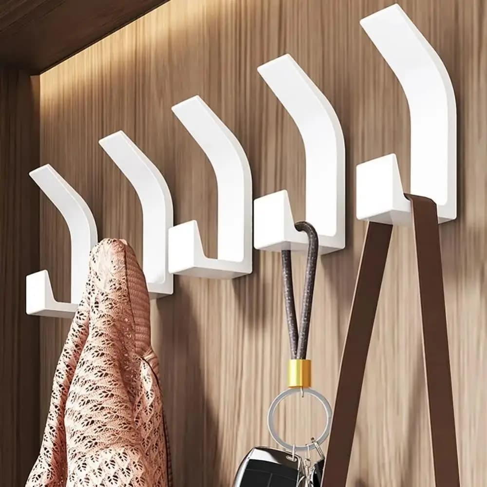 5 pcs/set wall hanging hooks without drilling self-adhesive plastic anti-slip clothes hangers for bath towels