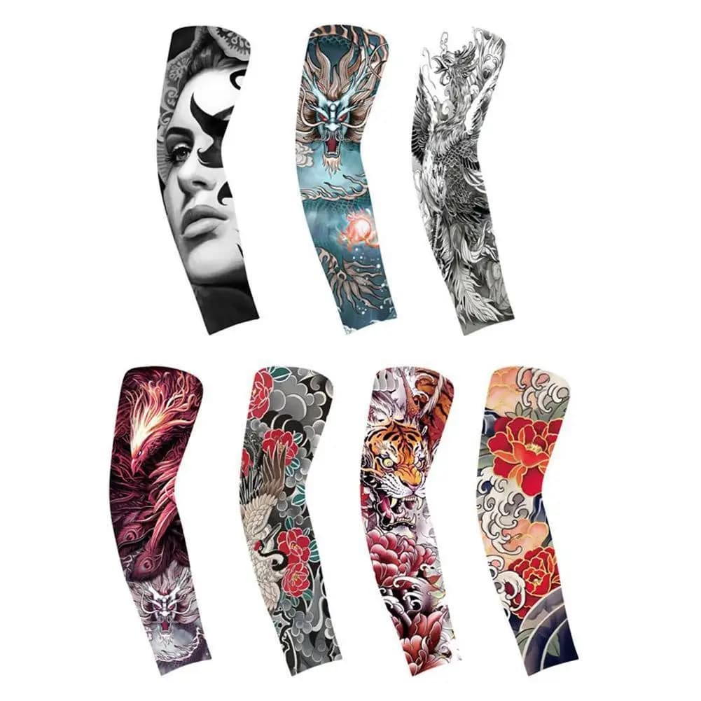 Manicotti da uomo con tatuaggio floreale, protezione UV, copribraccia, protezione solare per ciclismo, scaldabraccia