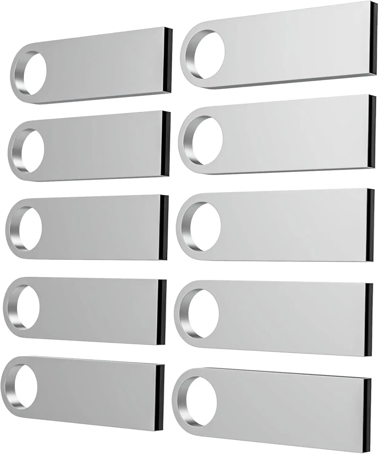 Confezione da 10 chiavette USB in metallo da 32 GB con portachiavi, impermeabili e resistenti per la conservazione dei dati