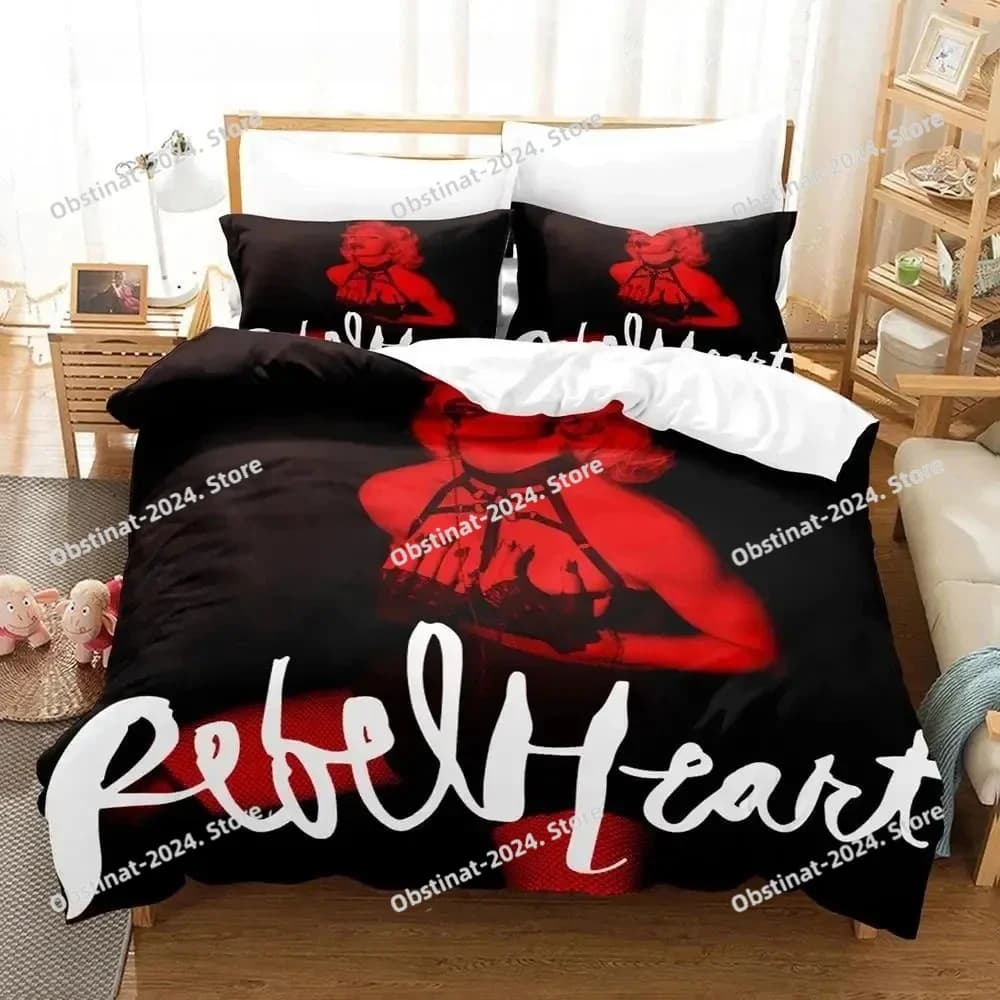 Set biancheria da letto Singer Madonna Set letto stampato Copripiumino Lenzuolo Federa Letto Copripiumino morbido Completo Queen King Size Stampa 3D