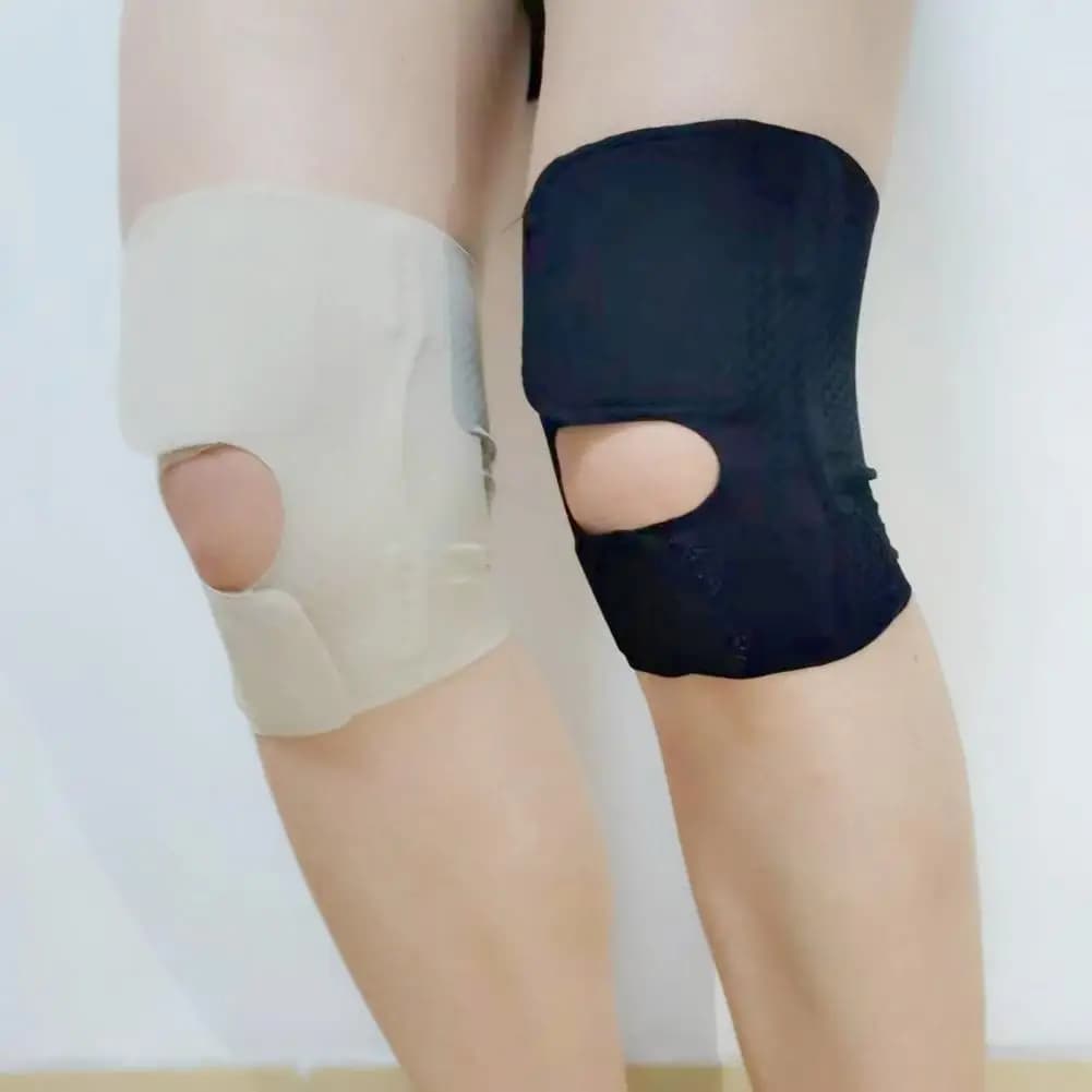 Ginocchiera unisex Tessuto ultrasottile Compressione sportiva Ginocchiera Patella Pad Stabilizzatore bilaterale Supporto per ginocchio per sollevamento pesi
