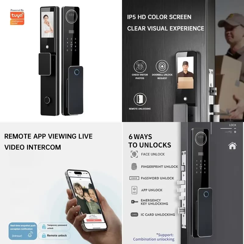 Digital Smart With Camera Fingerprint Card Smart Face Recognition Password Door