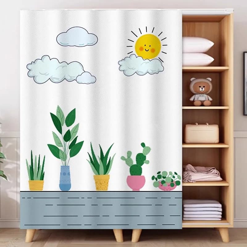 Doorless wardrobe, covered curtain, cabinet curtain, simple dustproof curtain, bookshelf, shoe cabinet, Velcro curtain