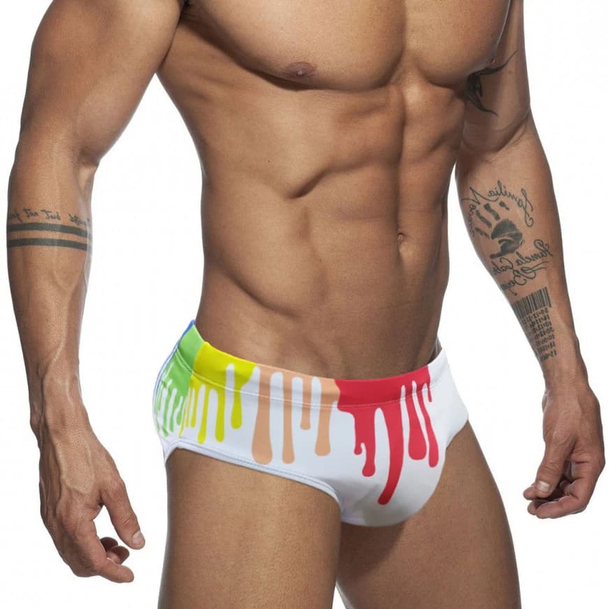 Fashion Color Spray Swimwear Mens Swimming Suit Sexy Push Up Swimsuit Men Swim Briefs UXH Man Beach Sport Surf Bath Short 2022