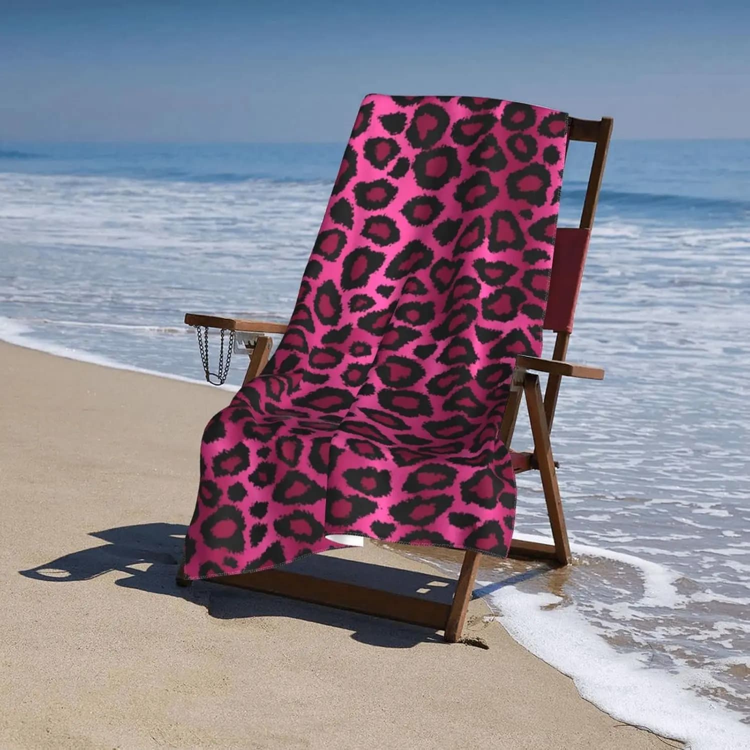 Teli da Spiaggia con Stampa Leopardata Rosa, Morbidi e Super Assorbenti, ad Asciugatura Rapida, per Piscina, Viaggi e Spiaggia