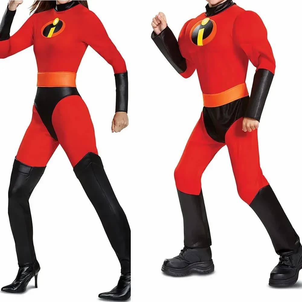 Mr Mrs Incredibili Cosplay Elastigirl Hulk Spider Famiglia Adulto Vestito per bambini Tuta Tuta Costumi di Halloween per le donne