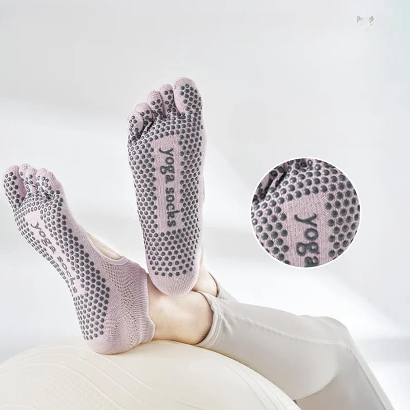 Women's yoga sports socks in pure cotton, non-slip, five fingers, special for Pilates, breathable, with split tip, without back, for fitness