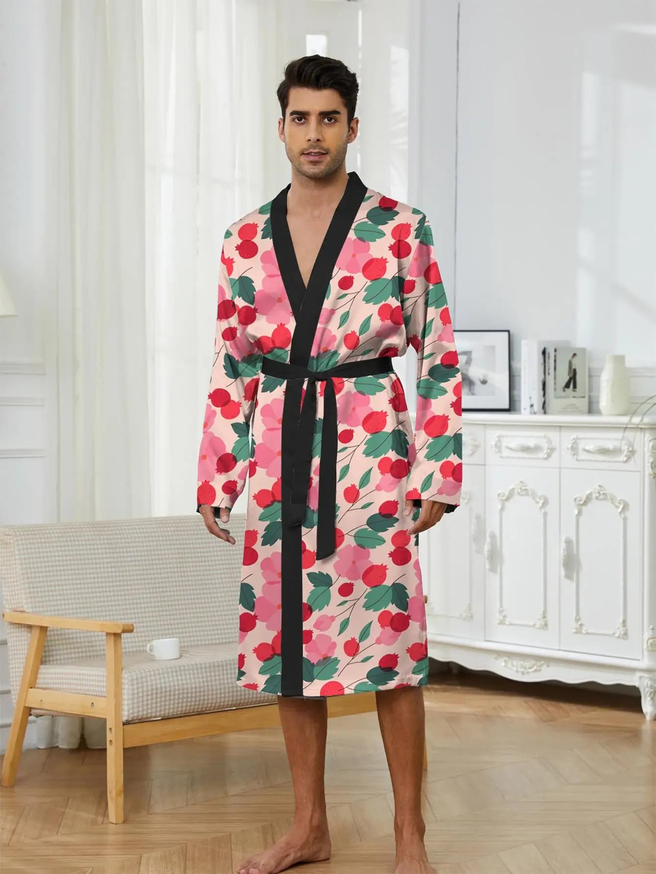 1pcs Men's Robes 2026 Spring/Summer 3D Printed Robes Robe man Bathrobe men Graphic Breathable Men's bathrobe Shower robe