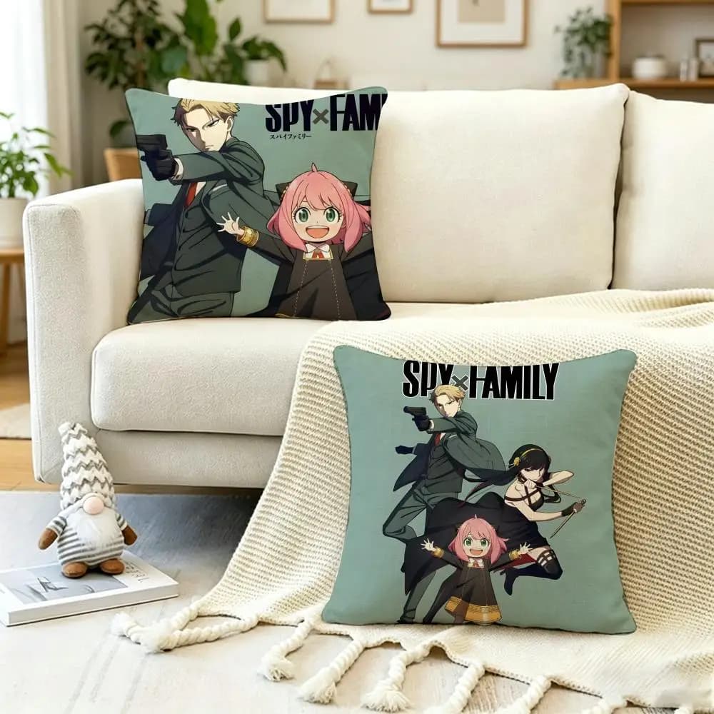 Fodera per cuscino Family Anime Spy Family, antipolvere, con cerniera invisibile, in morbido peluche, per divano