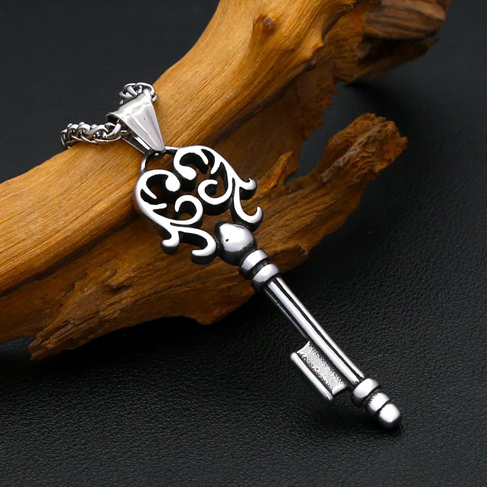 316L Punk Gothic Simple Key Pendant Stainless Steel Punk Hip Hop Amulet Necklace For Men Women Fashion Jewelry Gift Dropshipping