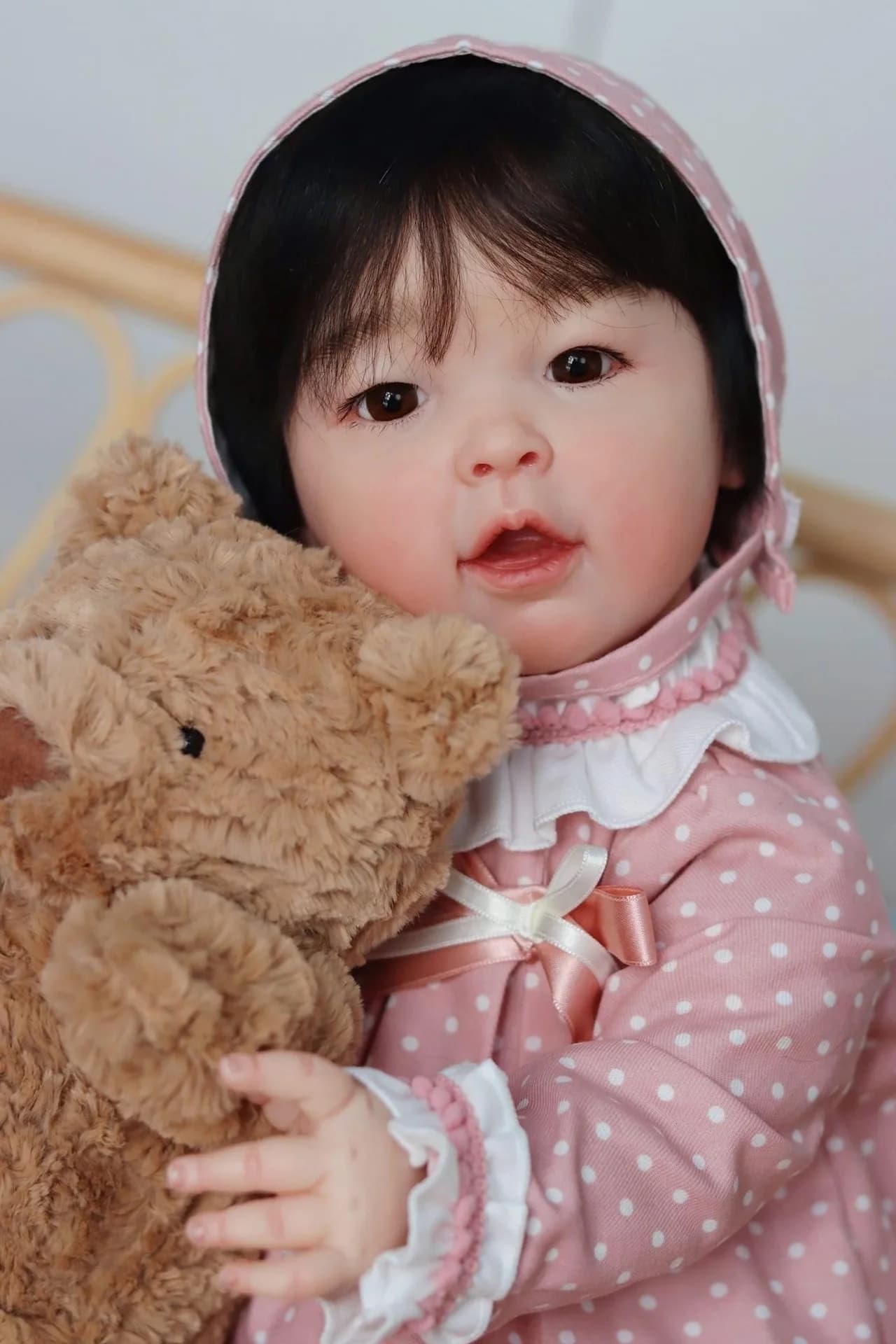 Meilian Reborn Baby Doll rifinito con capelli radicati corpo morbido silicone flessibile tono pelle 3D vene visibili giocattolo fatto a mano per bambini