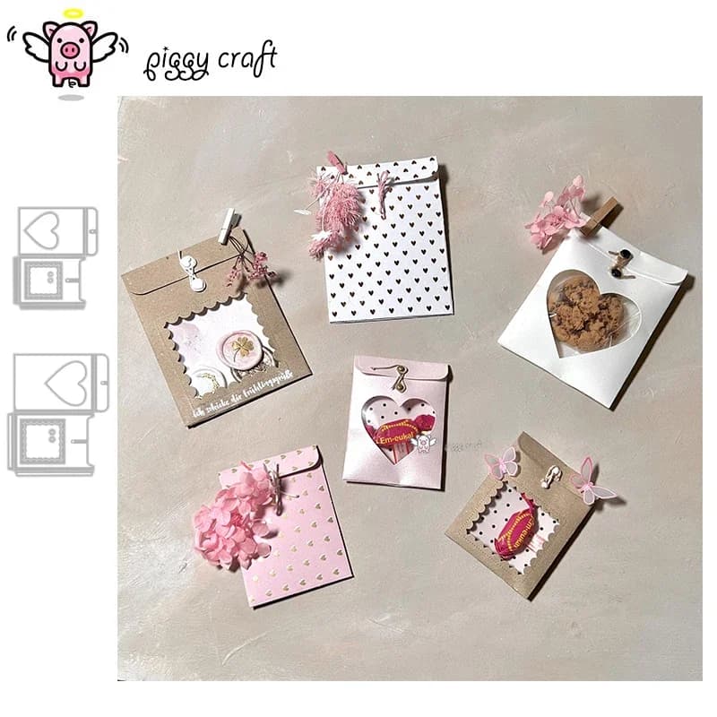 Piggy Craft Metal Fustelle Cutting Die Mold Love Envelope Wish Card Scrapbook Craft Paper Knife Blade Punching Machine Stencil