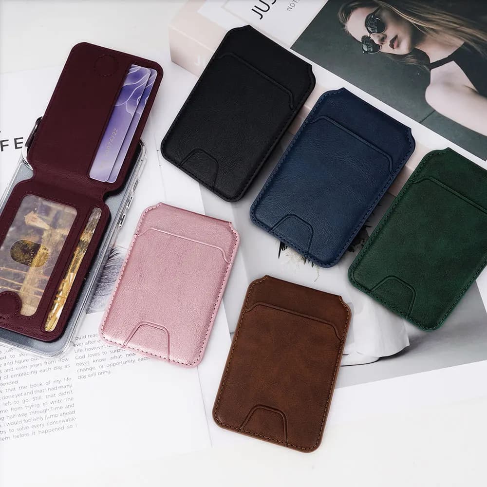 Portacarte per telefono MagSafe staccabile, blu navy, in pelle PU, con 3 slot per carte, per iPhone e Samsung, accessori per telefoni.