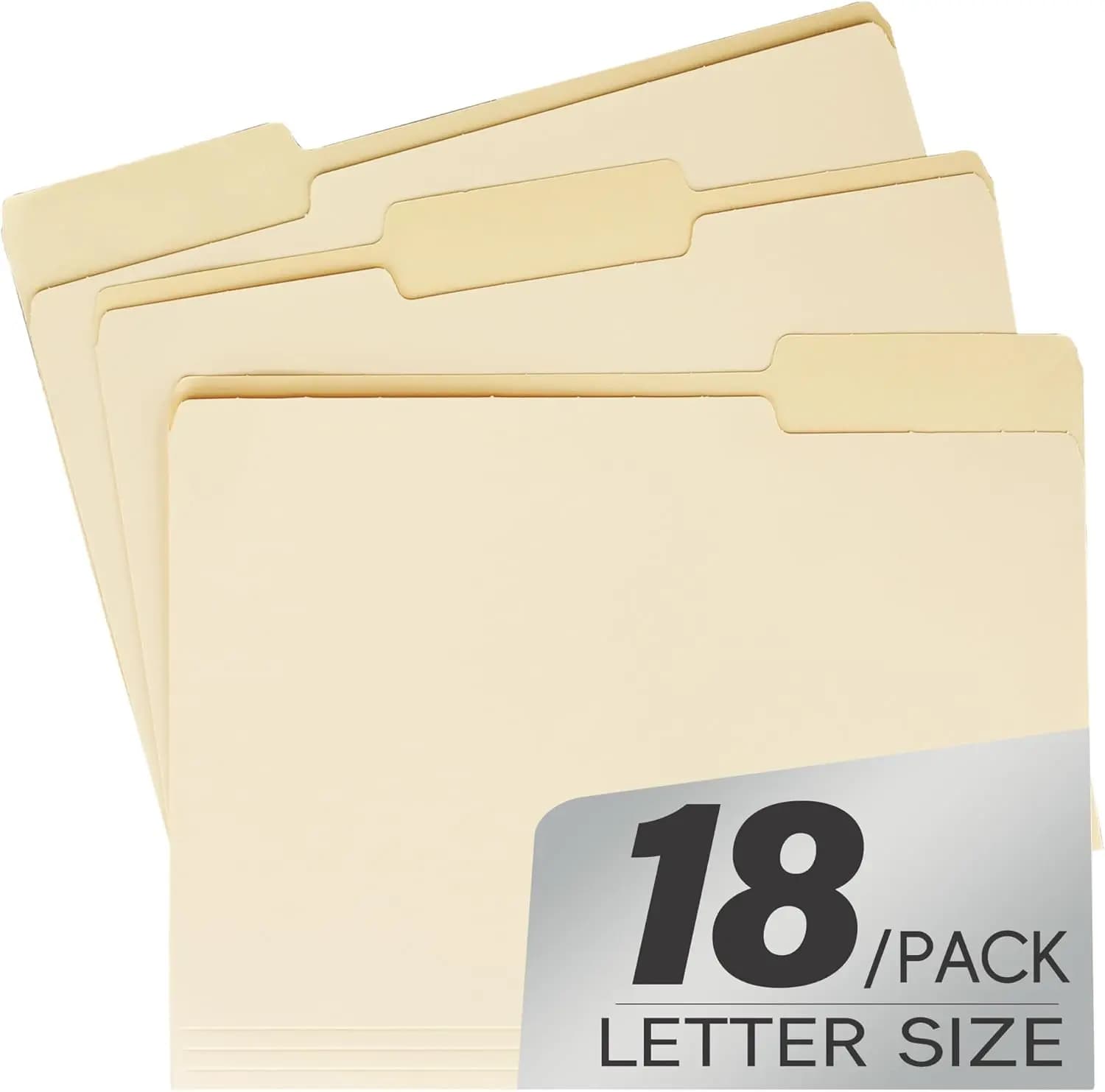 Cartelle in Cartoncino Manila Formato Lettera, con Linguette a Taglio 1/3, Confezione da 18 per Facile Organizzazione e Archiviazione