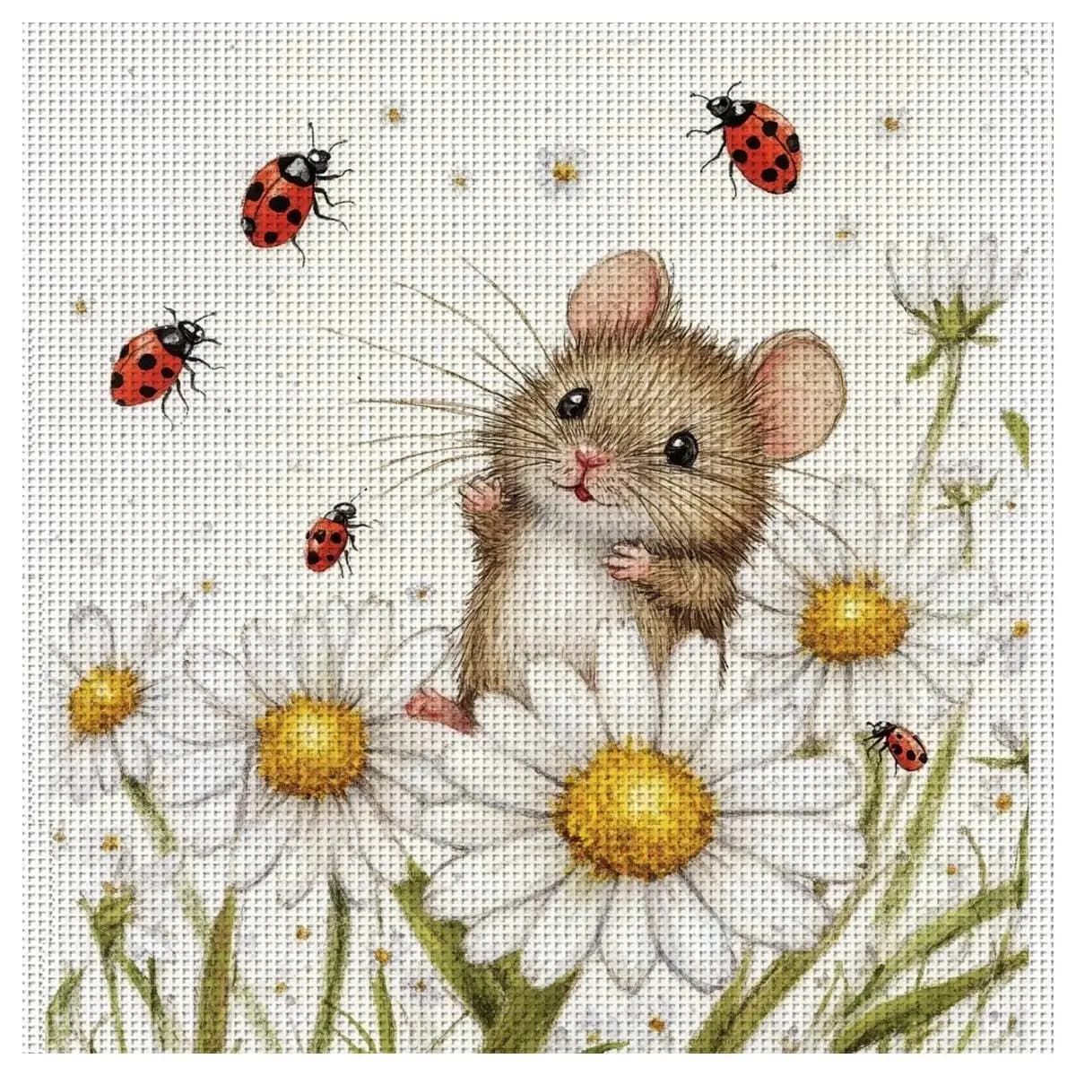 1pc 40X40CM/15.74inch little mouse Stamped Cross Stitch Kit DIY Kit 11/14/16CT DIY Embroidered Set DIY Cross-Stitch Set