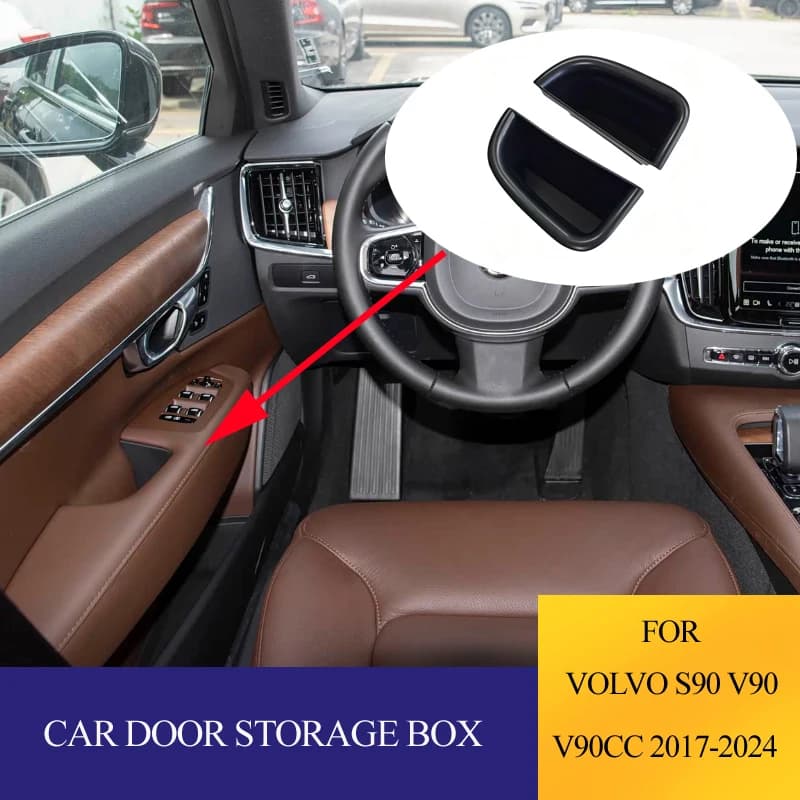 Set di 2 Scatole Organizer per Maniglie Laterali delle Portiere Anteriori per Volvo S90 V90 V90CC 2017-2024, Accessori Auto