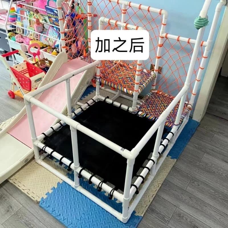 Telaio da arrampicata per bambini Telaio adattatore in tessuto per trampolino Superficie per trampolino con corda elastica Panno per saltare Panno elastico in rete Vari