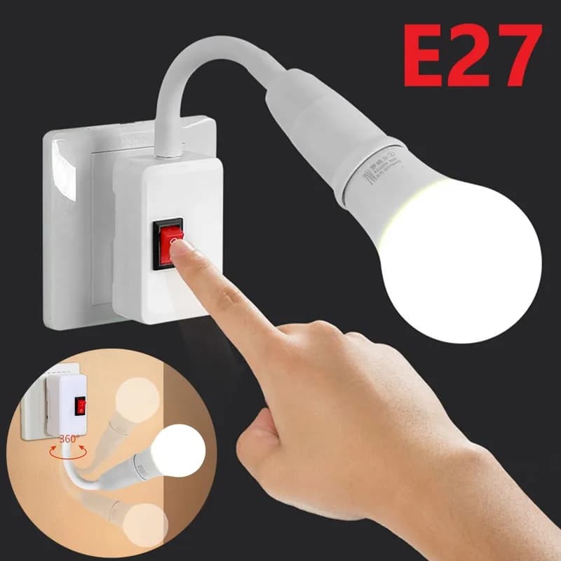 Direct Plug-in Rotating Lamp Head Lamp Converter with E27 socket with Lampholder with EU Plug USA LED Table Lamp Base LED Lamp