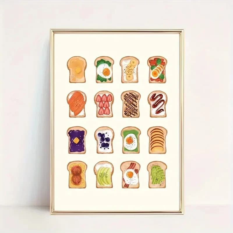 (No frame)1pcsArt Prints Canvas Painting Poster Picture For Living Bed Kids Room Home Decor Modern Kitchen Bread And Sandwich