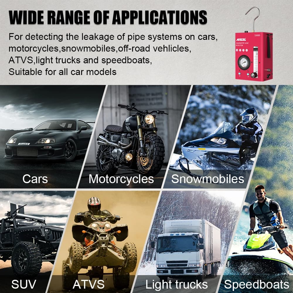 Smoke Leak Tester Vacuum Detector Fuel Pipe Leakage Locator EVAP Smoke Machine Diagnostic Tool ANCEL for Car Motorcycle