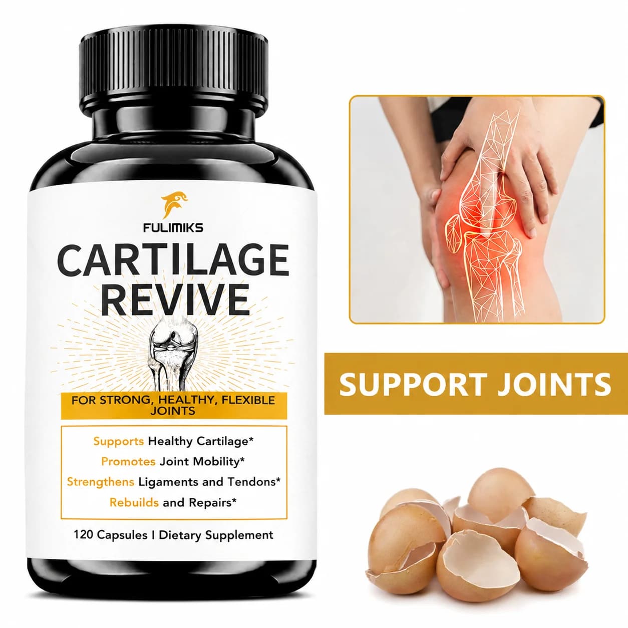 Cartilage Regeneration Supplement - Contains Type II Collagen, Glucosamine, MSM, Vitamin D3, Vitamin C - Promotes Joint Mobility