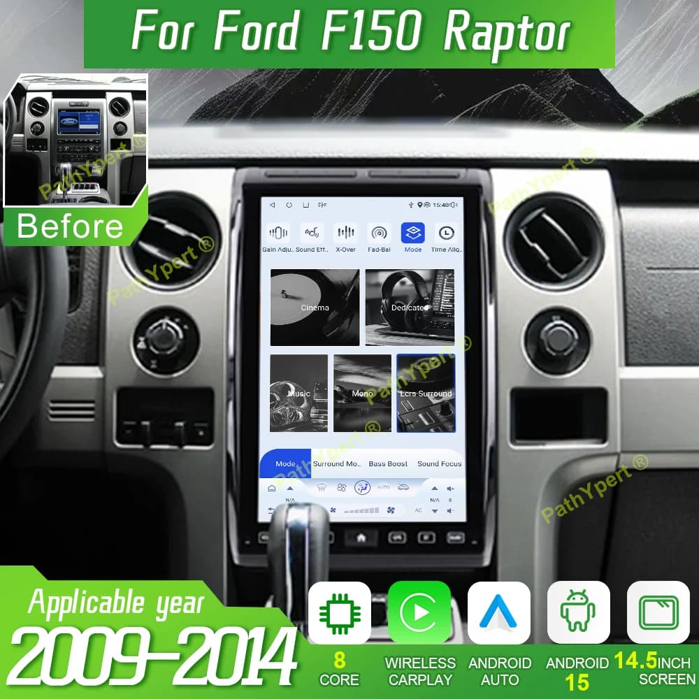 14.5"Qualcomm 6125 8+256GB Car Radio For Ford F150 Raptor 2009-2014 Android 15 Wireless Carplay Auto Stereo Multimedia 2 Din BT