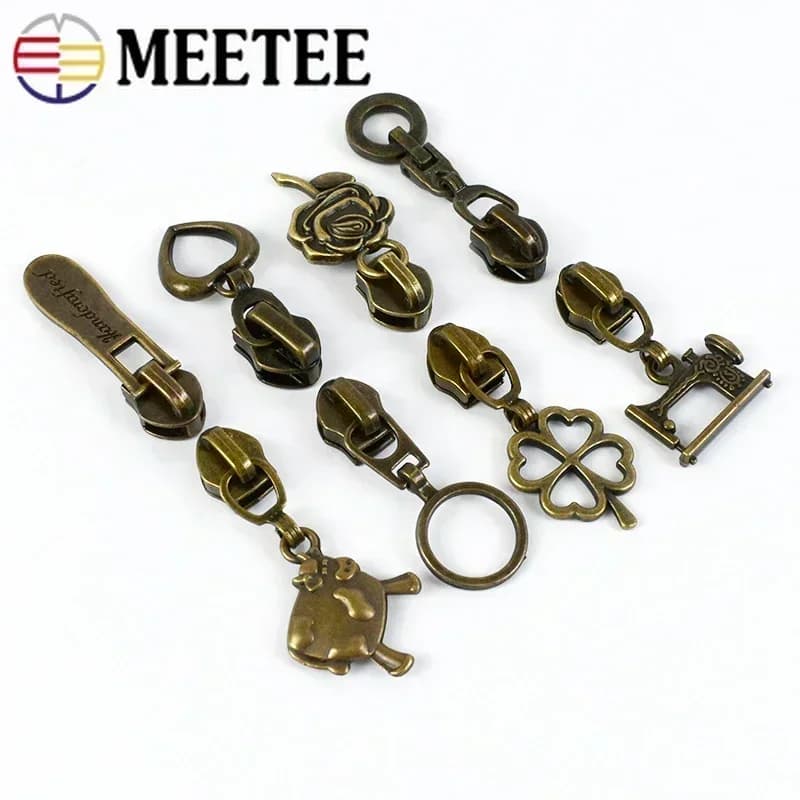 5/10/20 pezzi 5 # Cursori per cerniere in bronzo per cerniere in nylon Nastri Borse Decorazione per portafogli Cerniere Estrattore Kit di riparazione Accessori per cucito fai-da-te