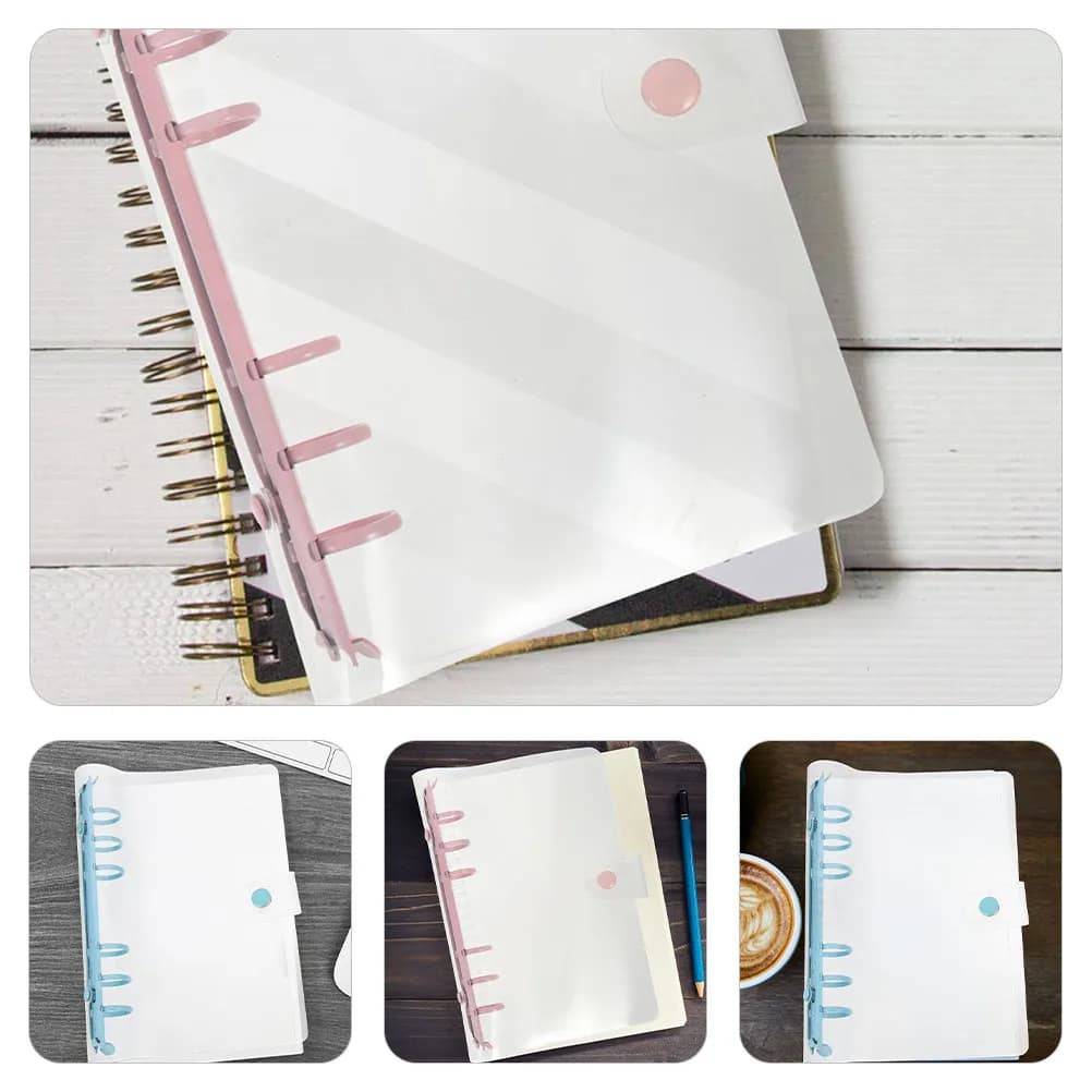 2Pcs A6 Clear Ring Binder Covers with Adjustable Clips for Loose Leaf Documents Office School File Organizer Folder Notebook