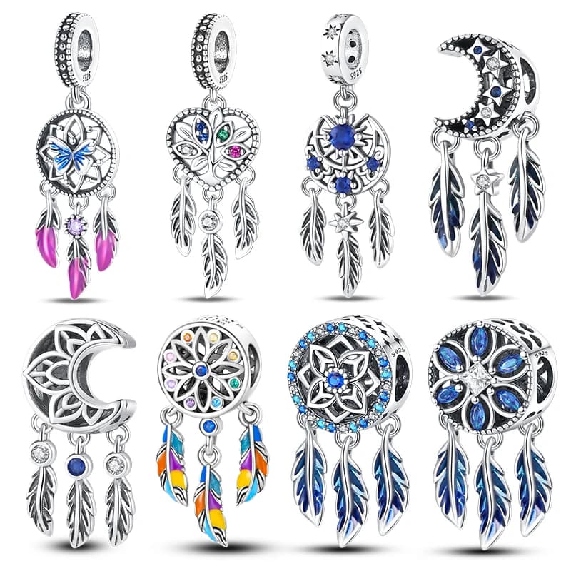 Fashion 925 Sterling Silver Colorful Dreamcatcher Charms Beads Fit Qikaola 925 Original Bracelets Exquisite DIY Jewelry Gifts