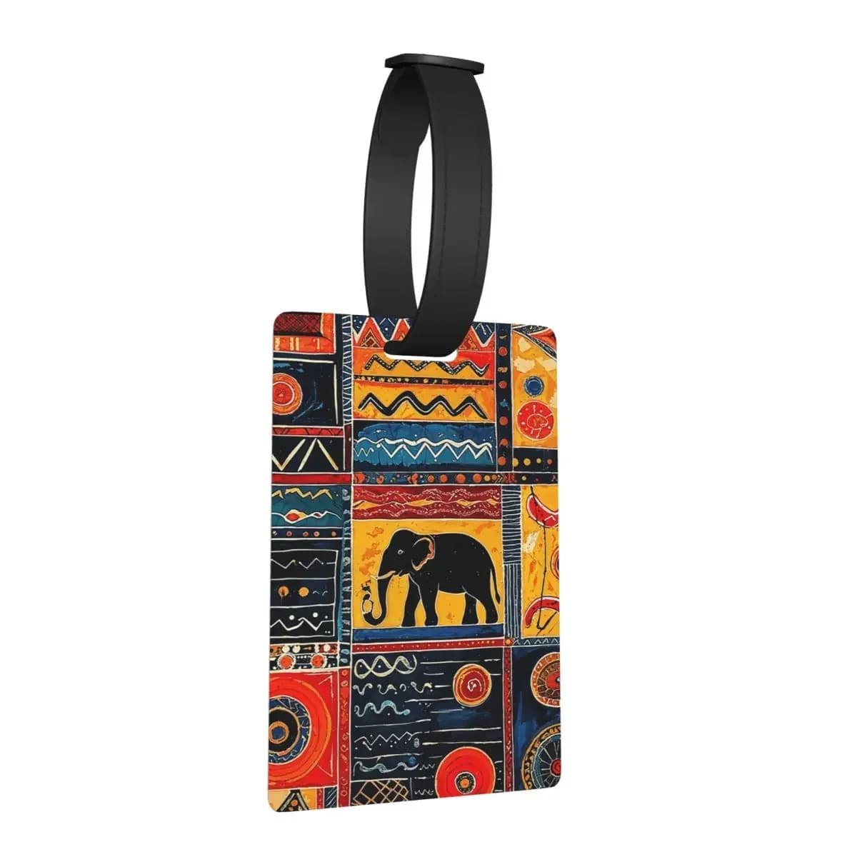 Elefante Tribale Harmony Arte di ispirazione africana Etichette per bagagli Accessori Bagagli da viaggio Etichetta d'imbarco Porta etichette ID Nome Indirizzo