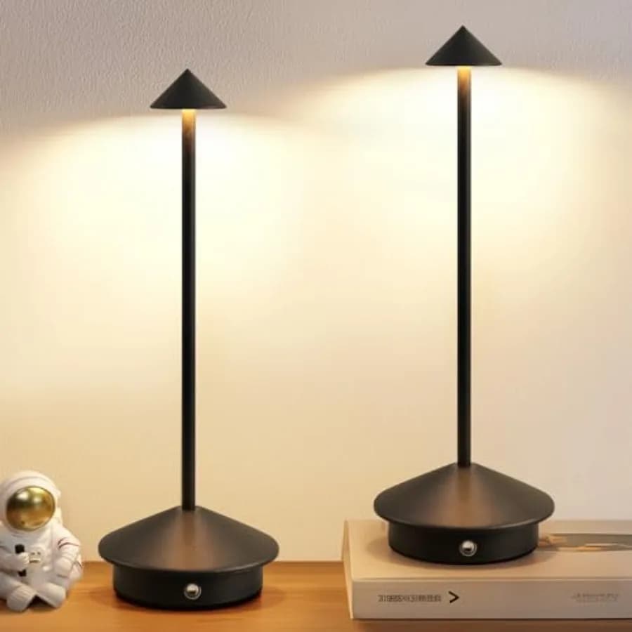 Set di 2 Lampade da Tavolo Moderne Senza Fili, Lampade da Scrivania LED Portatili, Illuminazione Ricaricabile con Batteria da 5000mAh per Camera da Letto e Sala da Pranzo