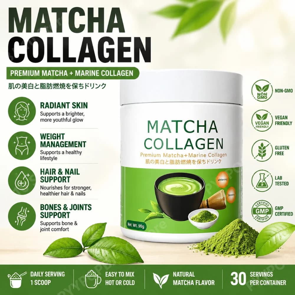 Matcha Collagen Organic Green Tea Matcha Powder for Gut Health Joint Support Energy Hair Skin Nails Gluten Free 90g