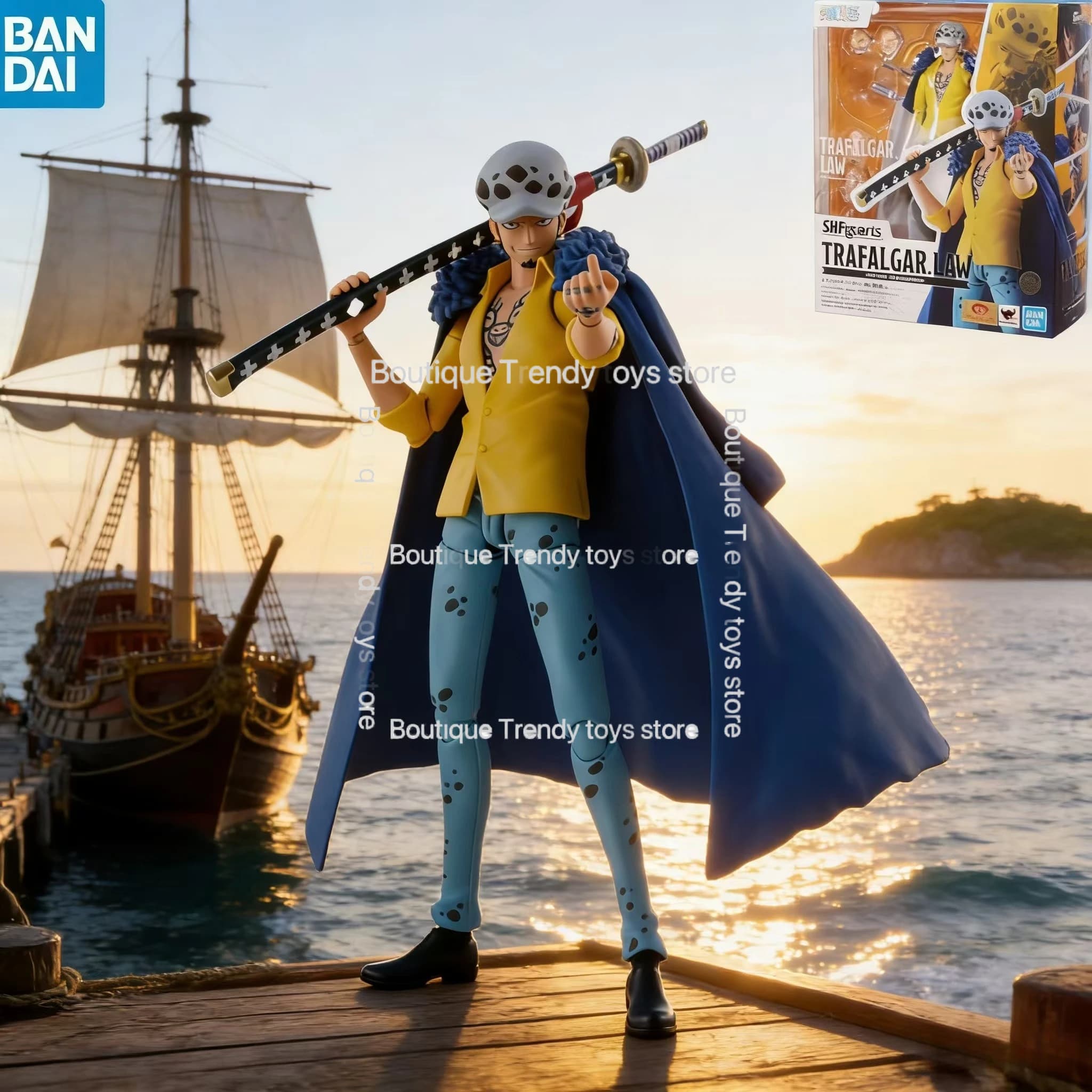 Disponibile - Bandai Originale S.H. Figuarts One Piece Trafalgar D. Water Law Action Figure Modello Bambola Nuova di Zecca Confezionata Personaggi Anime