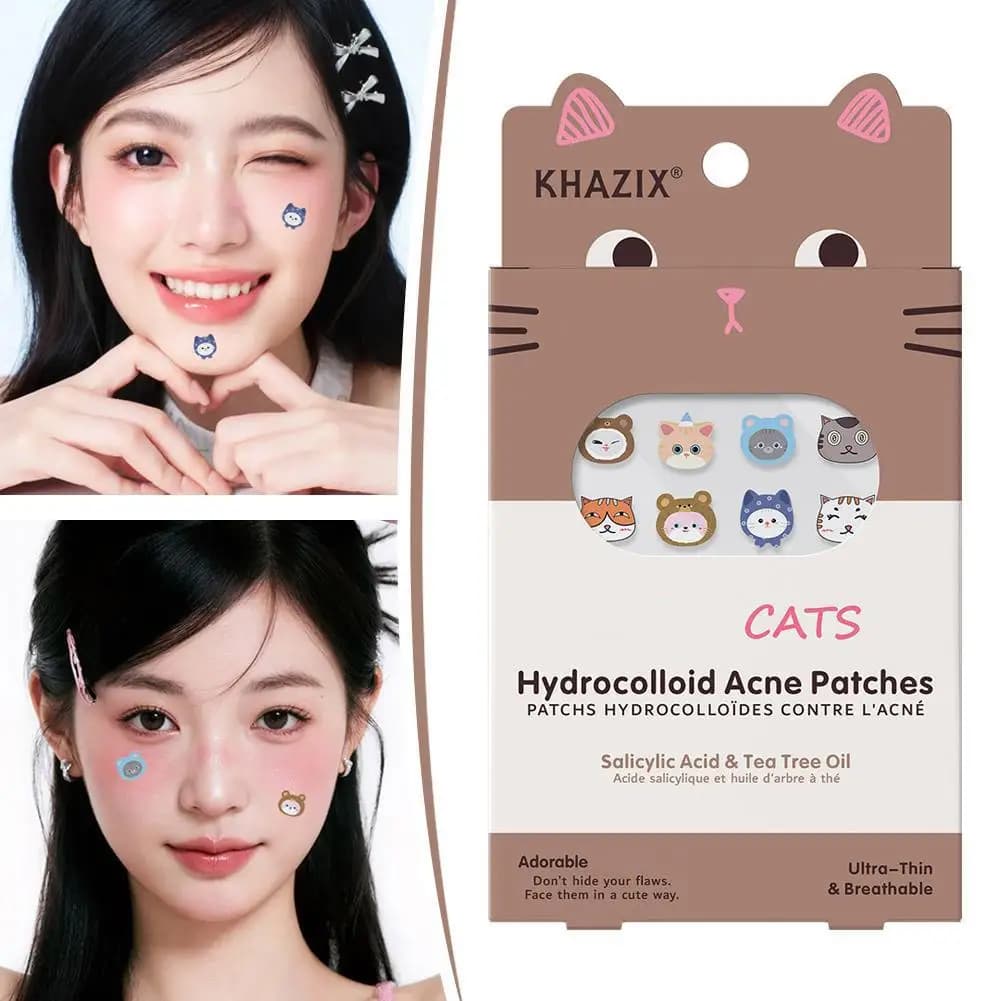 100/200/300PCS Cute Cat Shaped Acne Patches Invisible Pimple Cover Treatment Stickers Breathable Ultra-Thin Skin Care