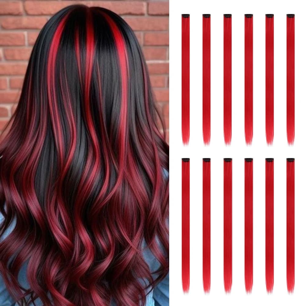 Pack of 12 Hair Extensions with 22 Inch Long Heat Resistant Women's Clips - Durable BB Clips, Natural Appearance, Stackable, Easy Style