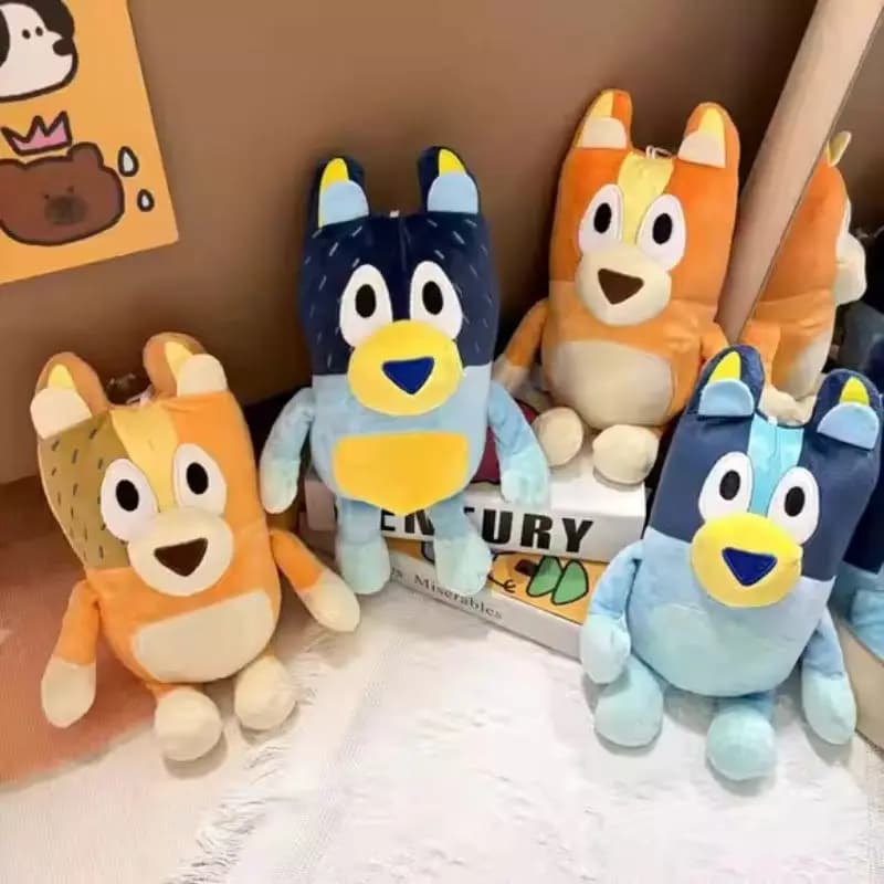 Peluche Cane Bluocollato Bingo da 25 cm, Giocattolo Morbido a Forma di Cane Cartone Animato, Regalo di Compleanno e Natale per la Famiglia