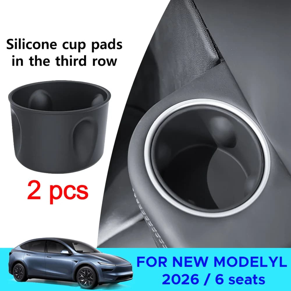 Supporto Laterale in Silicone per Portabicchieri Compatibile con Tesla Model Y L 6 Posti 2026, Accessorio Interno Antivibrazione per Vano Portabevande della Terza Fila