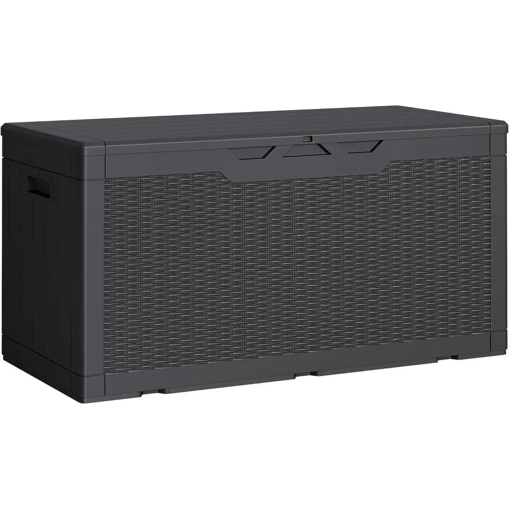 100 Gallon Outdoor Storage Box with Lid - Lockable, Waterproof, UV-Resistant for Patio Furniture, Garden Tools, Pool Supplies, B