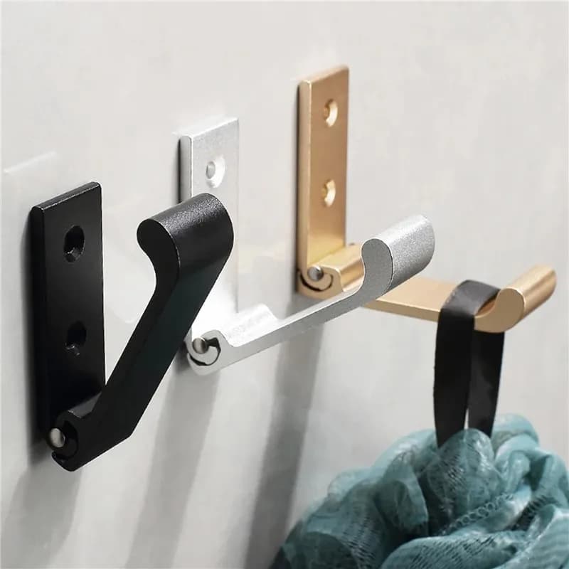 Foldable Hooks for Clothes, Hats, Bags, Aluminum Alloy Clothes, Anti-rust Hooks for Kitchen and Bathroom, Single Leg Foldable