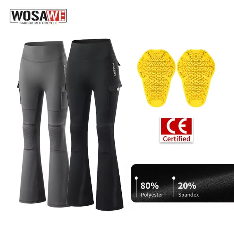 Pantaloni da Moto WOSAWE per Donna, Vita Alta, con Protezioni per Ginocchia Rimovibili CE, Leggings Modellanti per Yoga e Fitness