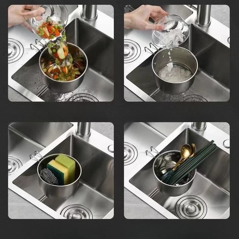 Filtro per rifiuti da cucina in acciaio inossidabile da appendere al lavello, cestello per scarico residui alimentari