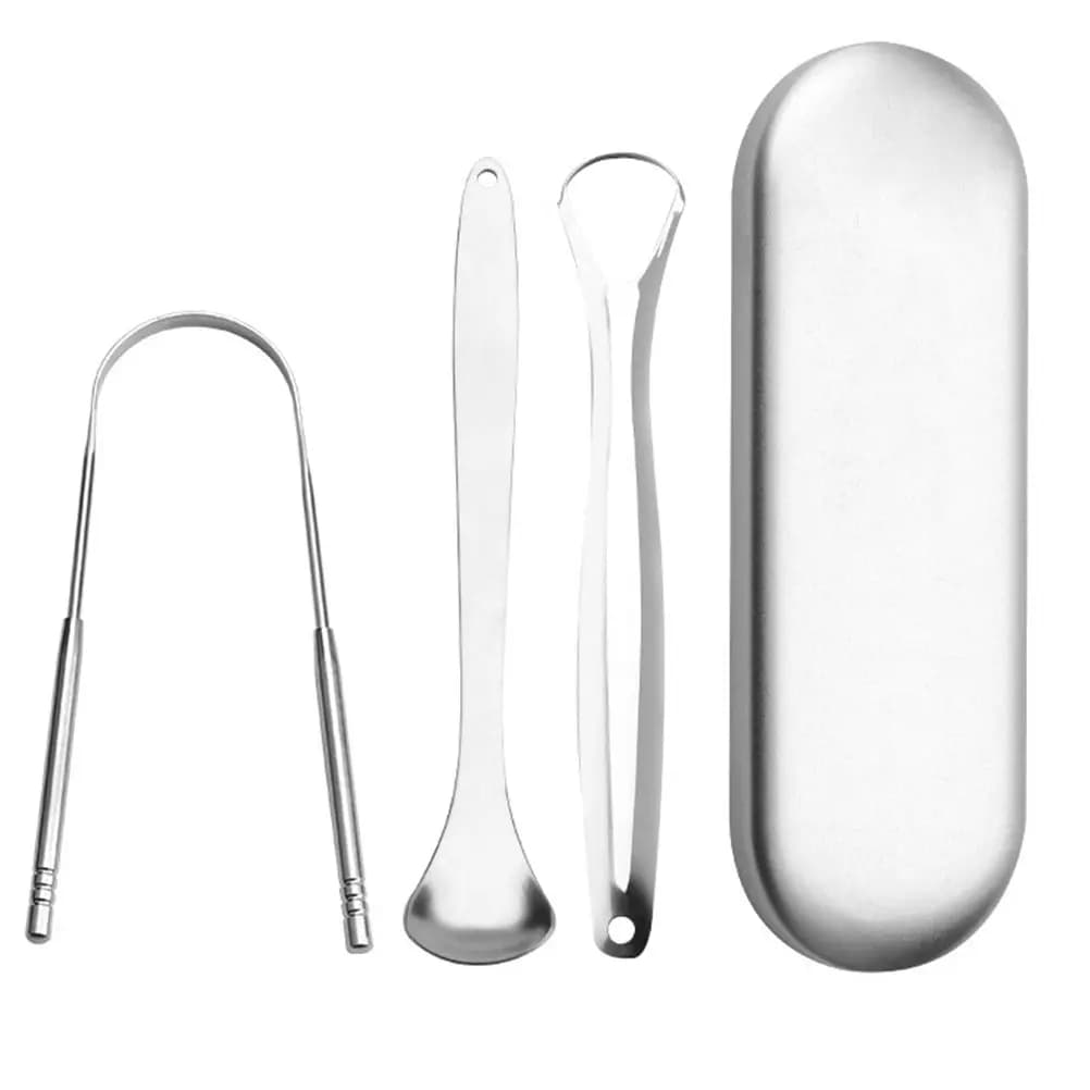 3 Pcs Tongue Scraper Cleaning Breath Oral -type Scrapers Coating Brush Metal