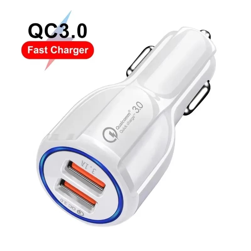 Caricabatteria da auto universale QC 3.0 a ricarica rapida doppia 2 porte USB A a ricarica rapida per iPhone per Samsung Mobile per lampada d'atmosfera