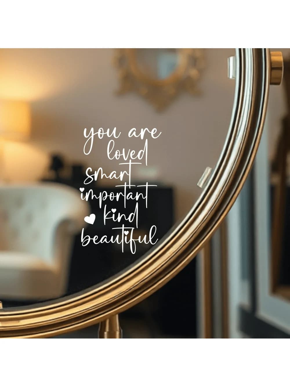 You Are Loved Mirror Decal – Inspirational Vinyl Sticker for Bedroom Bathroom Vanity Wall Art Removable Waterproof Motivational