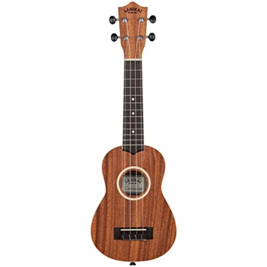 Soprano ukulele for beginners and performers, solid acacia wood body in natural finish, lightweight and resonant with smooth pl