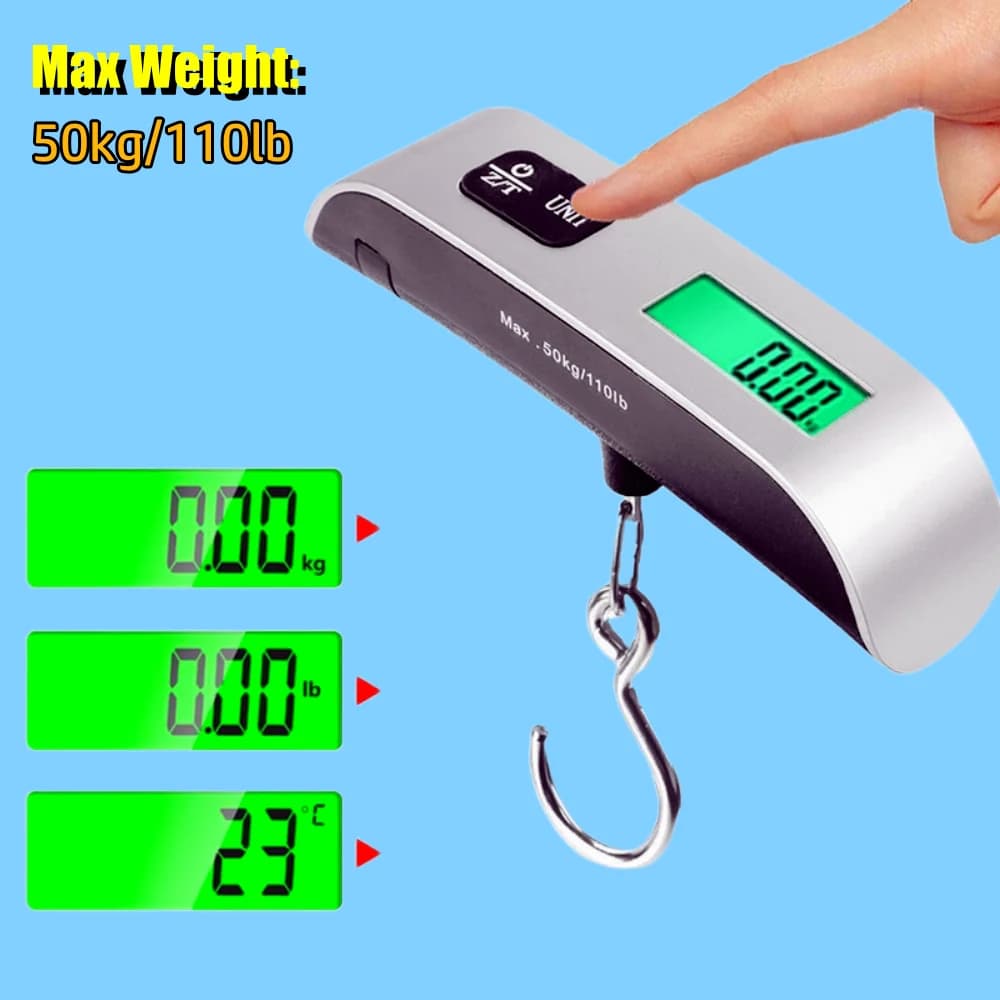 Bilancia per bagagli portatile, bilancia elettronica domestica, cucina espressa, uso al dettaglio all'ingrosso, display LCD da 0,01 kg, 50 k
