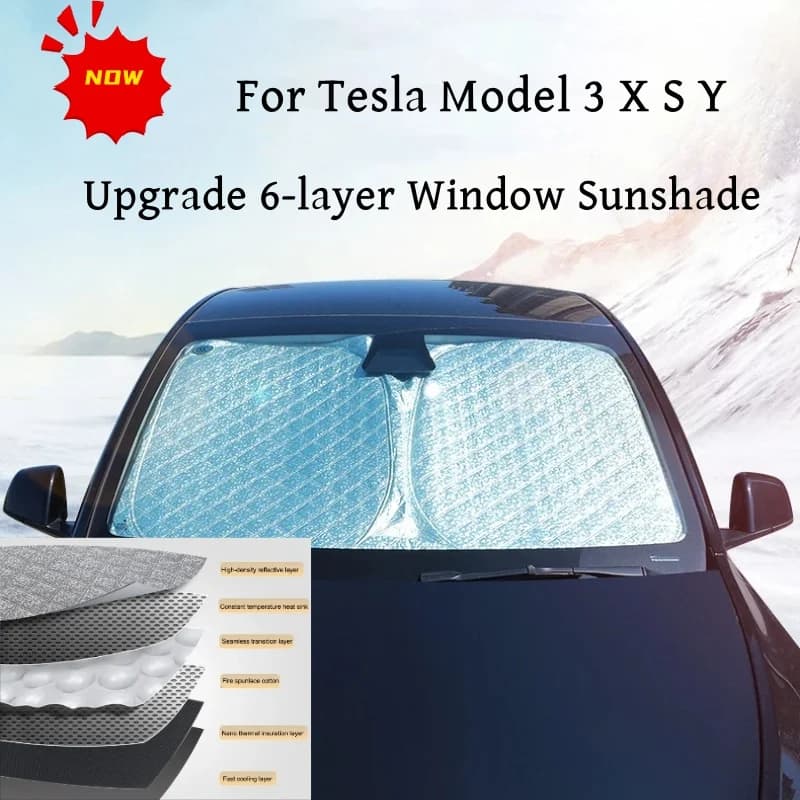 Tesla Model 3 parabrezza anteriore parasole 6 strati aggiornato Y S X parasole blocco automatico protezione solare estiva copertura scudo termico