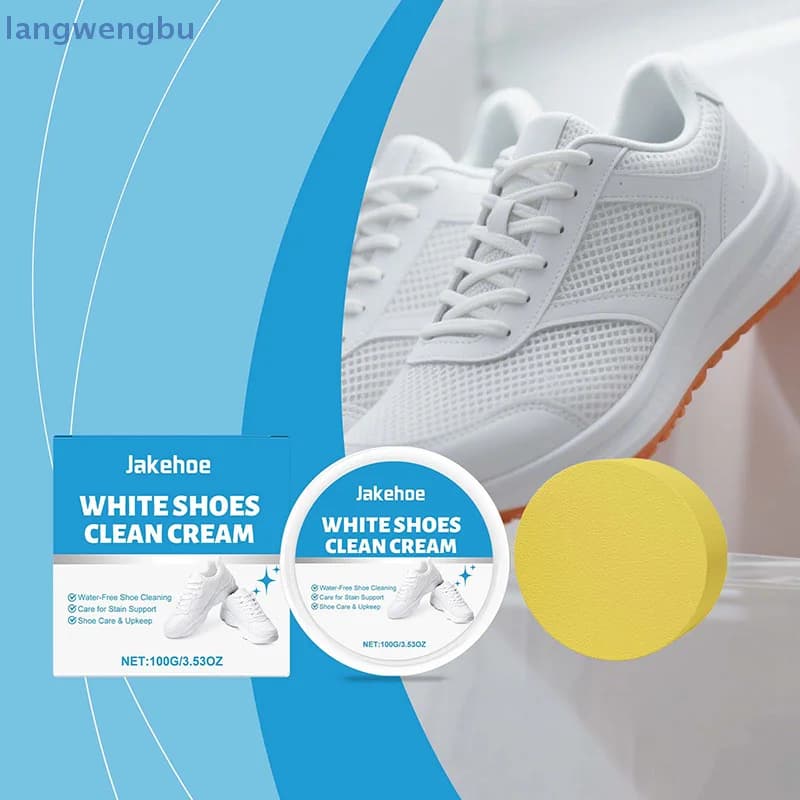 NewWhite Shoe Cleaner Cream, Multipurpose No Wash Cleaning Paste With Sponge For Leather Sneakers Soles Removes Dirt