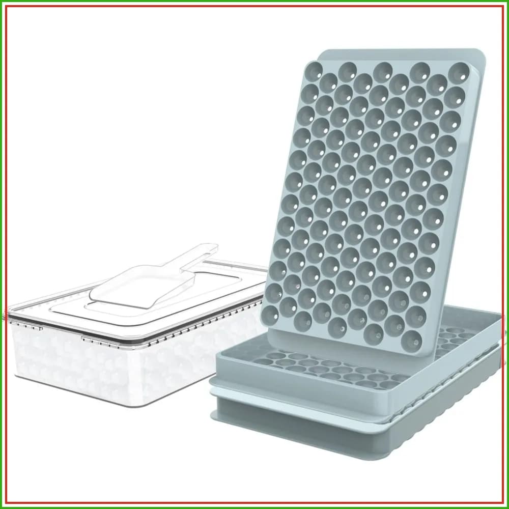 Mini Ice Cube Trays, 0.55" Tiny Pebble Ice for Iced Coffee & Cocktails, Fast Chill, Easy Twist Release, Stackable with Lid & Storage Bin (2 Pack)